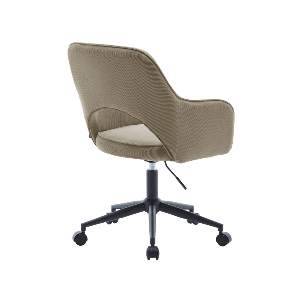 Sedia da ufficio in velluto a coste con rotelle, beige