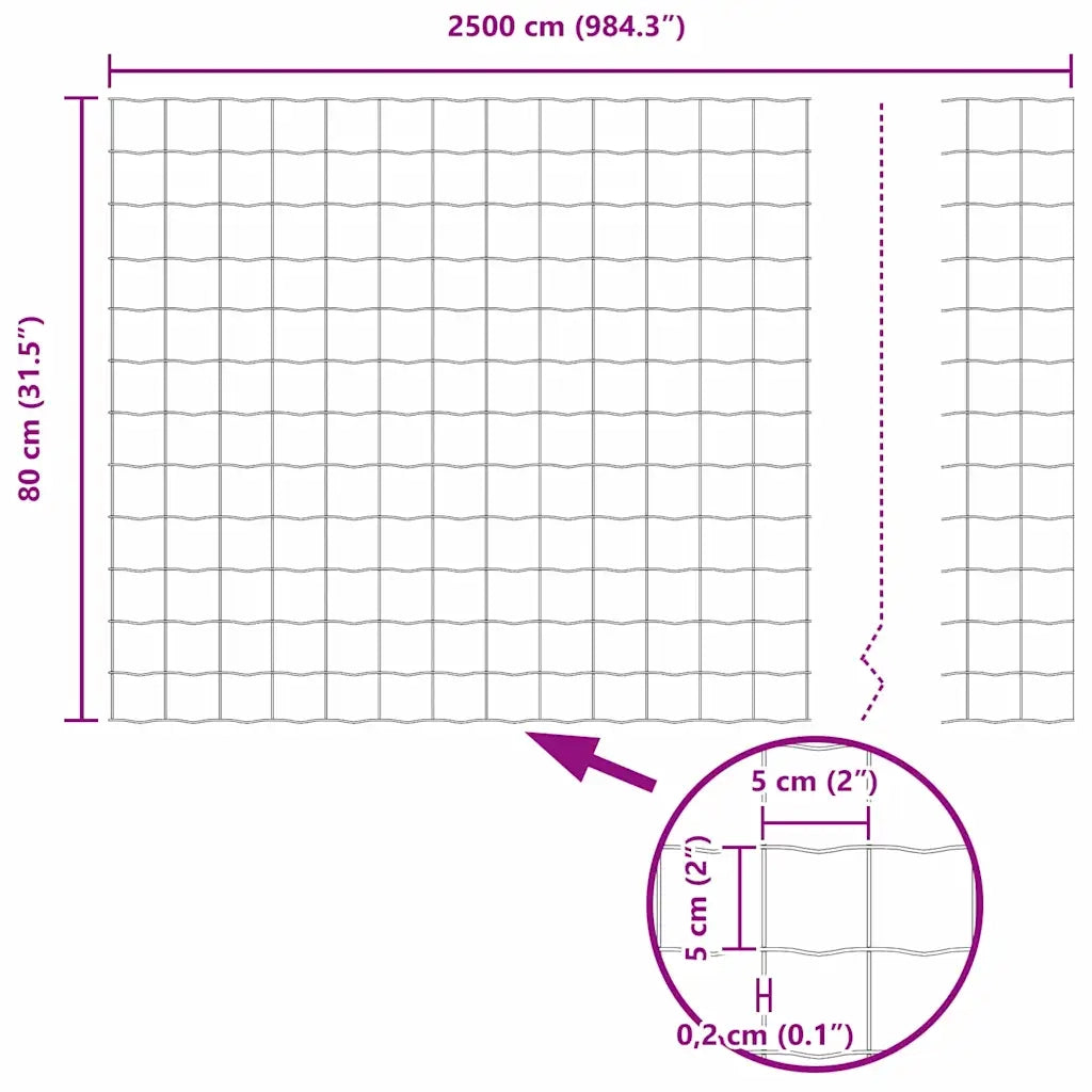Recinzione Euro Grigio 0,8 x 25 m Ferro rivestito in PVC 42004516