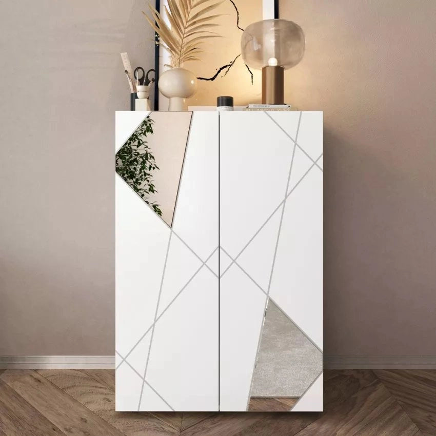 Madia Itala, Credenza 4 Ripiani, 78x36x115.5h cm Bianco Lucido