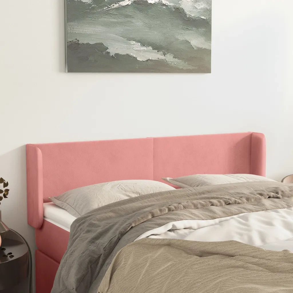 Testiera ad Orecchio-Testata con Orecchie Rosa 147x16x78/88 cm in Velluto 365912