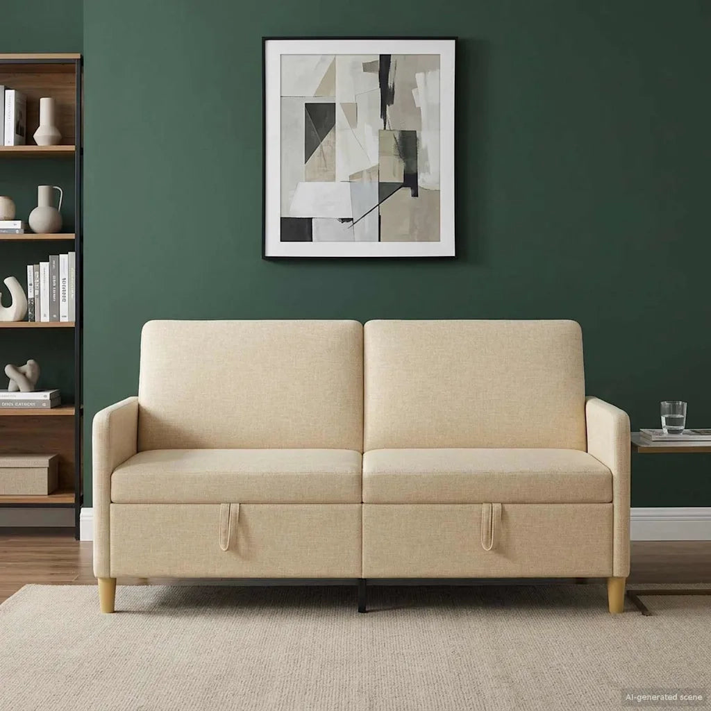 Divano con Storage Crema 172 x 78 x 87 cm Poliestere 42036954