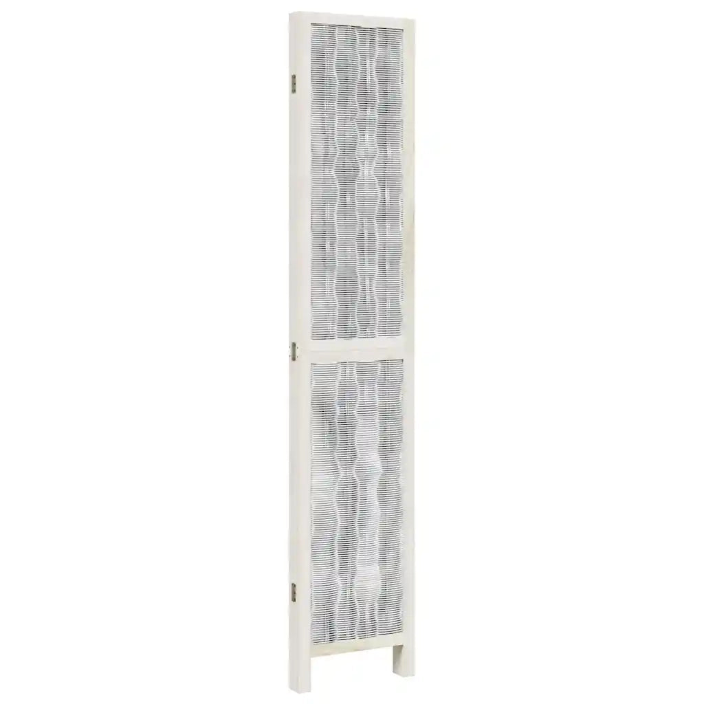 Divisorio Ambienti 4Pannelli Bianco Legno Massello di Paulownia 358675
