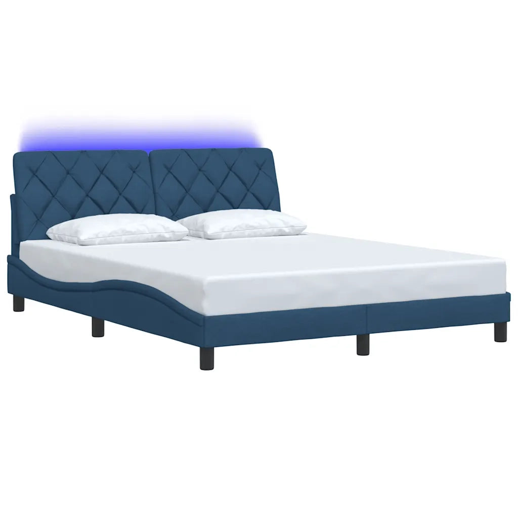 Giroletto con LED senza Materasso Blu 160x200 cm in Tessuto