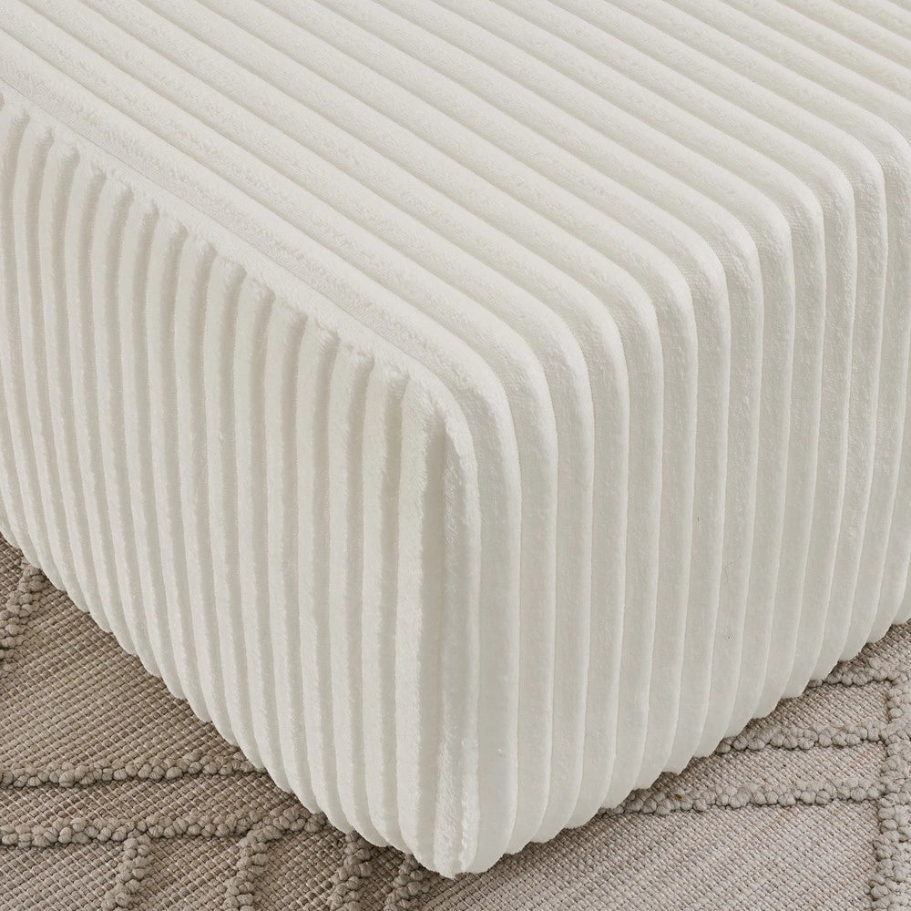 Divano Letto 2 Posti Relax ¨C Xylo ¨C Tessuto a Coste, Beige, con Cuscini e Poggiapiedi