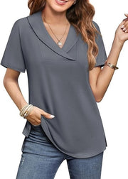 Tunica Donna con Collo V - Maniche Corte - Maglia Estiva - Abito Elegante - Camicia Casual - Tessuto Respirante