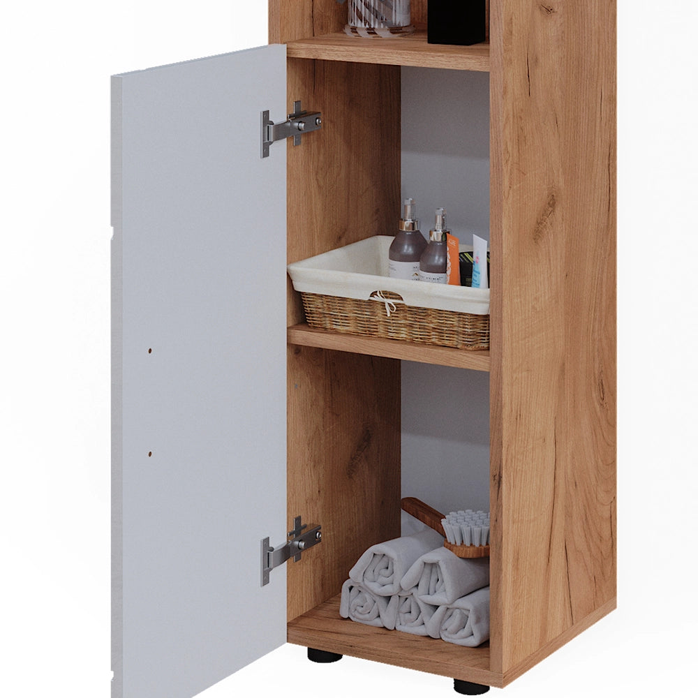 Mobiletto bagno Irma Bianco lucido/Rovere dorato 30 x 95 cm Vicco