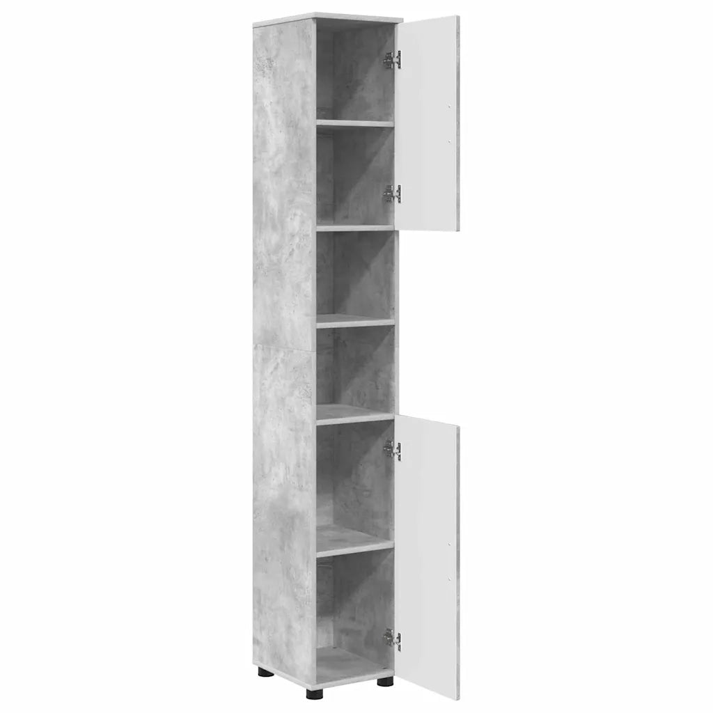 Mobile da Bagno con porta Grigio cemento 30 x 35 x 192 cm 883337