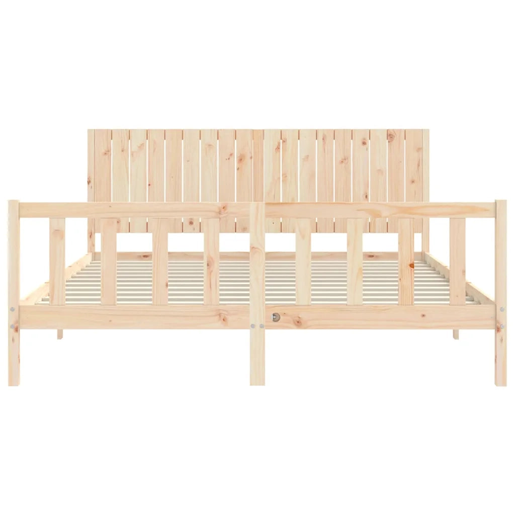 Giroletto con Testiera Super King Size-Struttura Letto in Legno Massello 589241