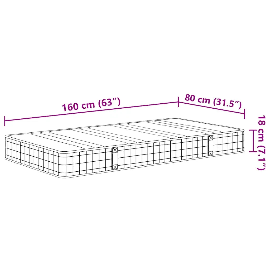 Materasso a Molle-Materasso per letto Bonnel per Bambini Medio 80x160 cm 780314
