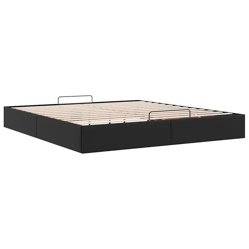 Struttura Letto Pouf senza Materasso Nero 160x200 cm Similpelle 3310809
