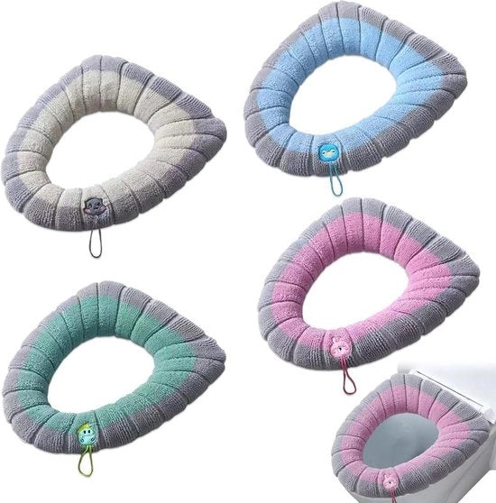 Asciugamani per la toilette - 4 pezzi - Visiera per la toilette universale - Supporto per la visiera - Tessuto in microfibra - Tappetino - Anello in plastica.