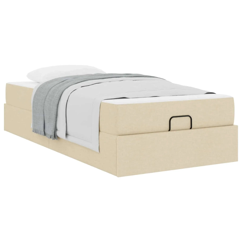 Struttura letto con materasso con materasso 2 pcs Crema Tessuto