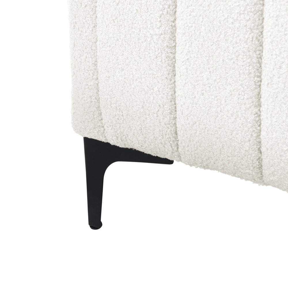 Letto in bouclé bianco sporco UE Matrimoniale 140 x 200 cm Testiera Imbottita con Gambe in metallo Design moderno