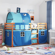 Letto a Castello senza Materasso Blu 90x190cm Massello Pino