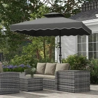 Ombrellone a Sbalzo con Doppio Tetto, Apertura a Manovella e Base a Croce, 2.5x2.5m, Grigio