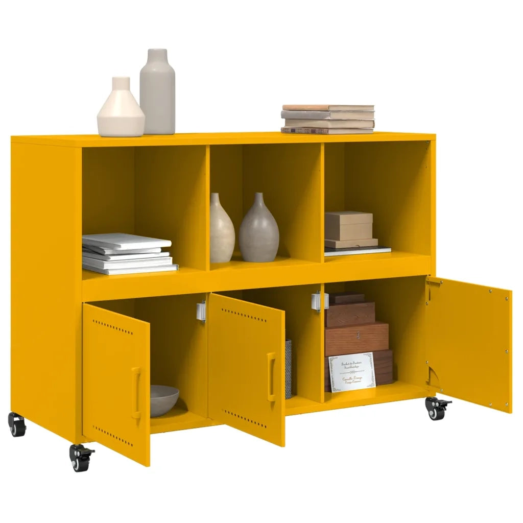 Credenza Giallo Senape 100,5x39x72 cm in Acciaio 846737