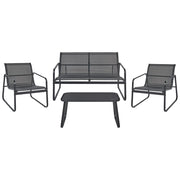 Set di divani da giardino in metallo nero 4 posti con tavolo stile moderno