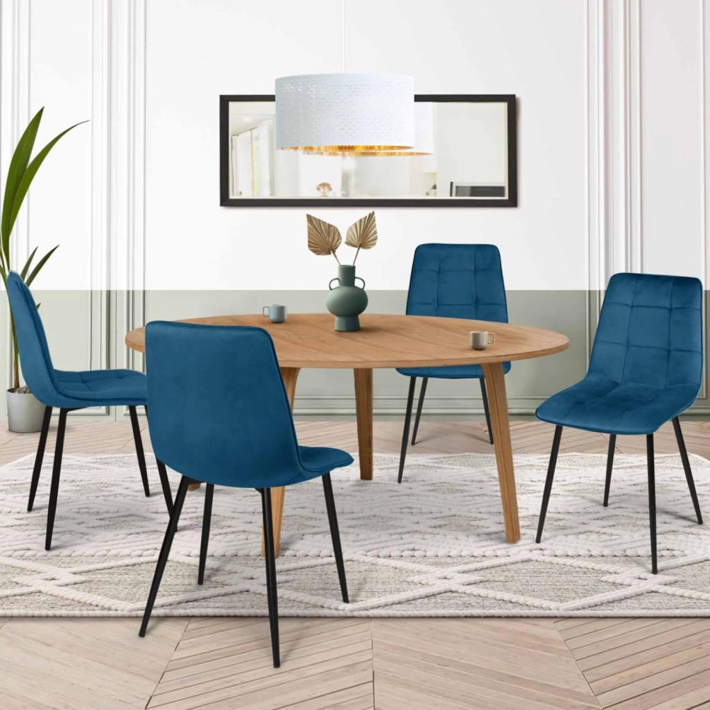 Set di 4 sedie da pranzo MILA in velluto blu