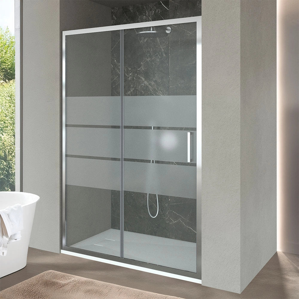 Box doccia nicchia 160 cm con porta scorrevole in vetro serigrafato Ted