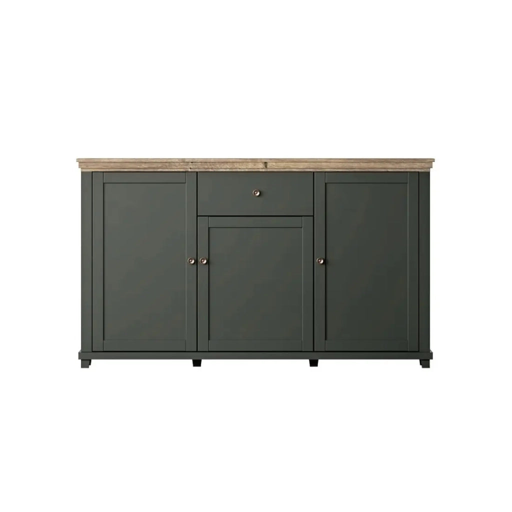 Set di 5 mobili per il tuo soggiorno in color verde e rovere. Collezione ASSIA.