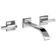 Rubinetto Miscelatore per lavabo a parete in ottone argentato 3 fori per rubinetti doppia leva