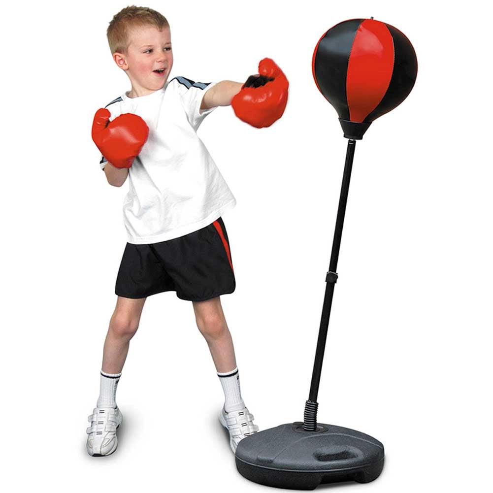 Punching Ball per Bambini Asta Regolabile 124 Cm con Guantoni e Base Riempibile
