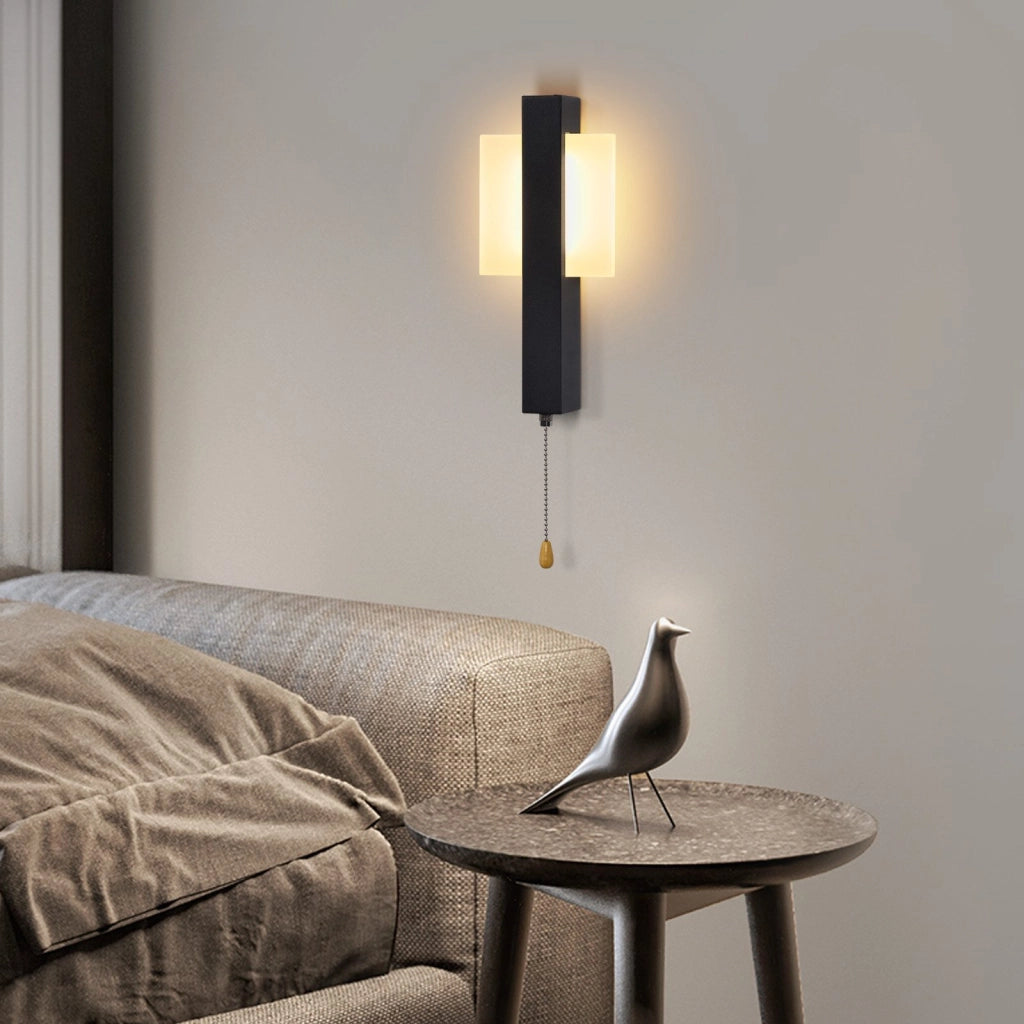 ZMH Applique da parete moderna a LED per interni nera con interruttore a tirante 3000K 6W