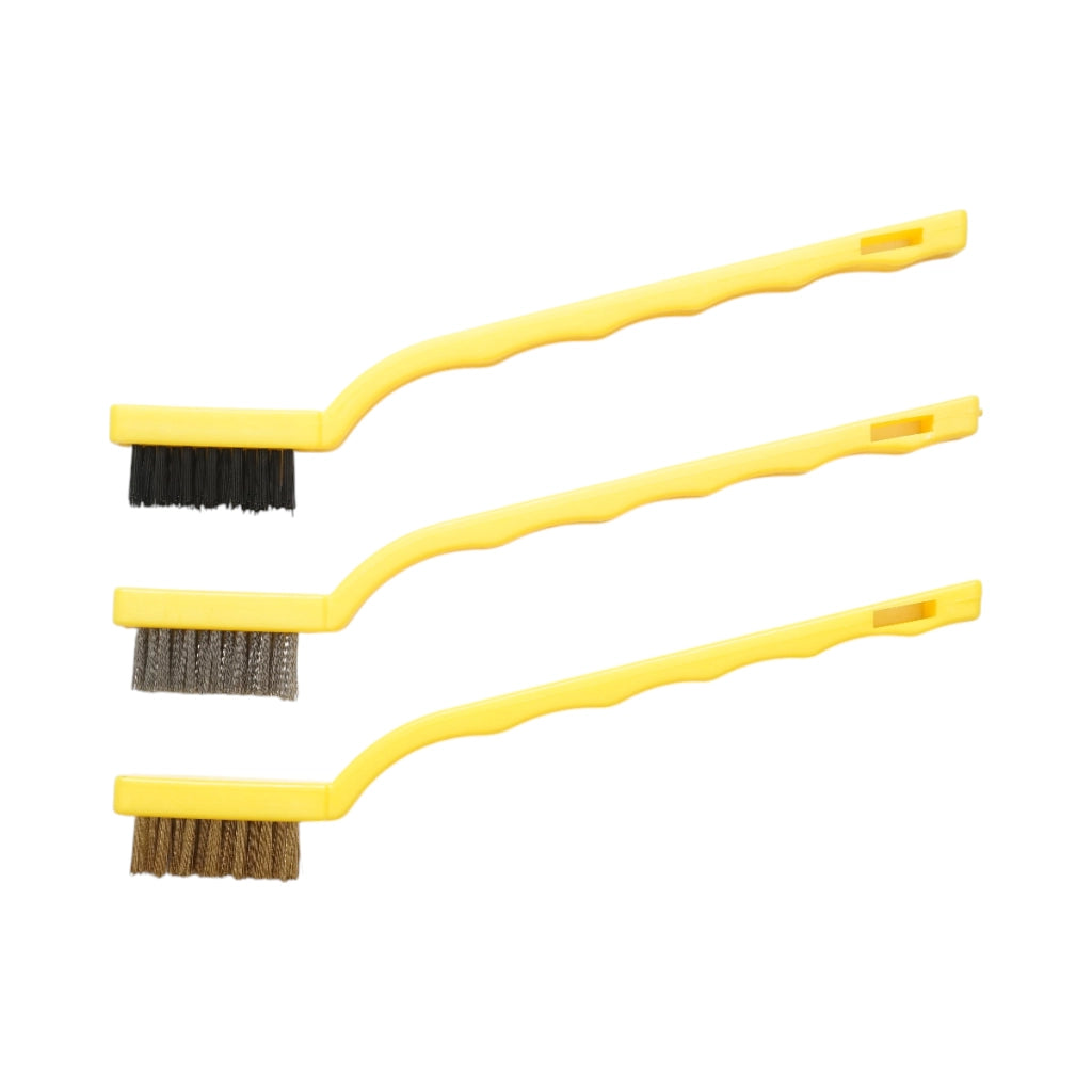 Set di 3 mini pennelli realizzati con filo di ottone, filo d'acciaio e nylon Crownman.
