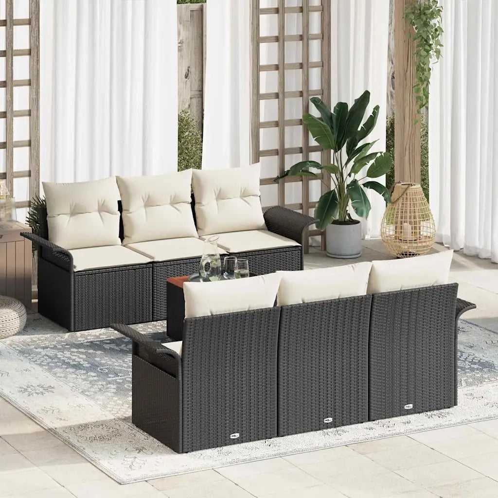 Set Divano da Giardino con cuscino 7 pcs Nero polyrattan 3347271