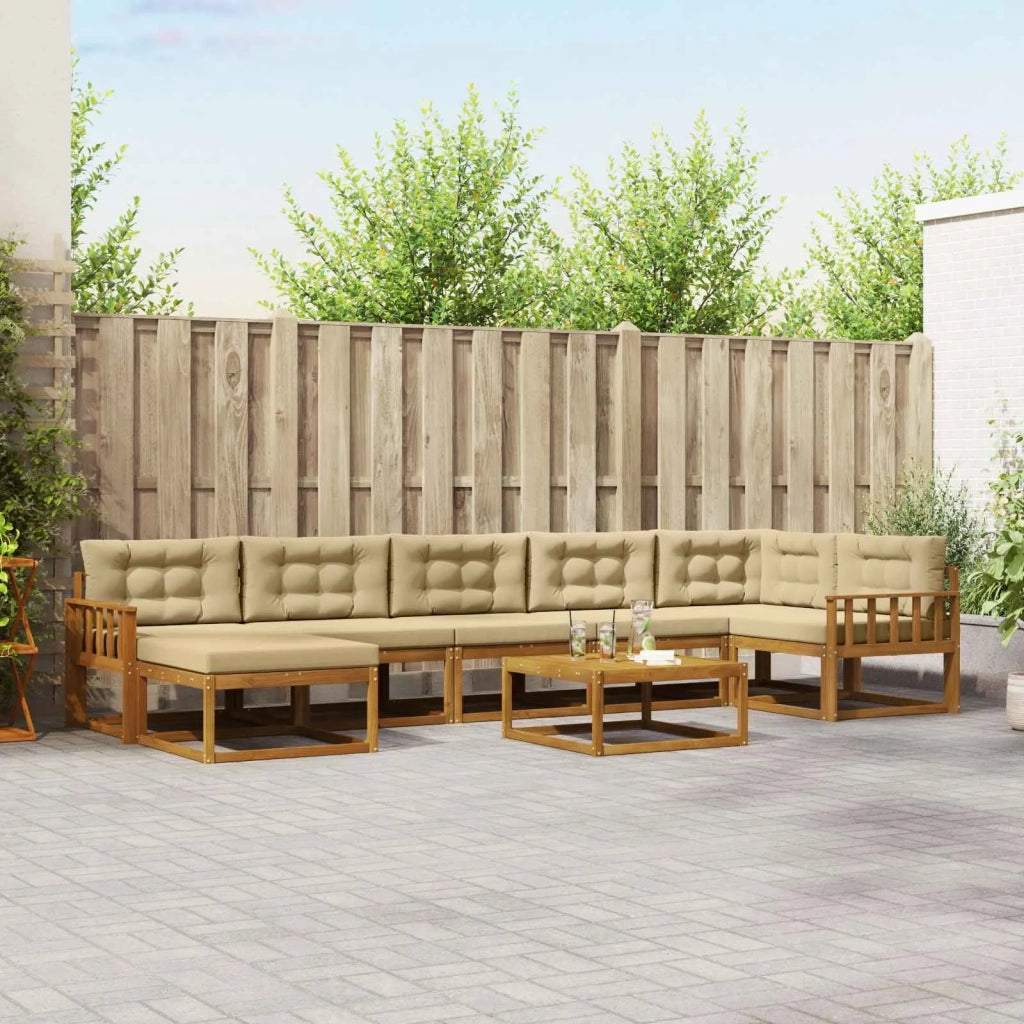 Set di divani da esterno con cuscino 8 pcs Naturale e Beige 3367926