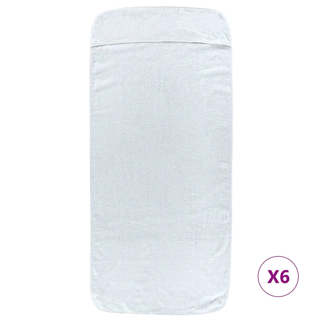 Asciugamani da Spiaggia 6 pz Bianchi 60x135 cm Tessuto 400 GSM CFW4596939