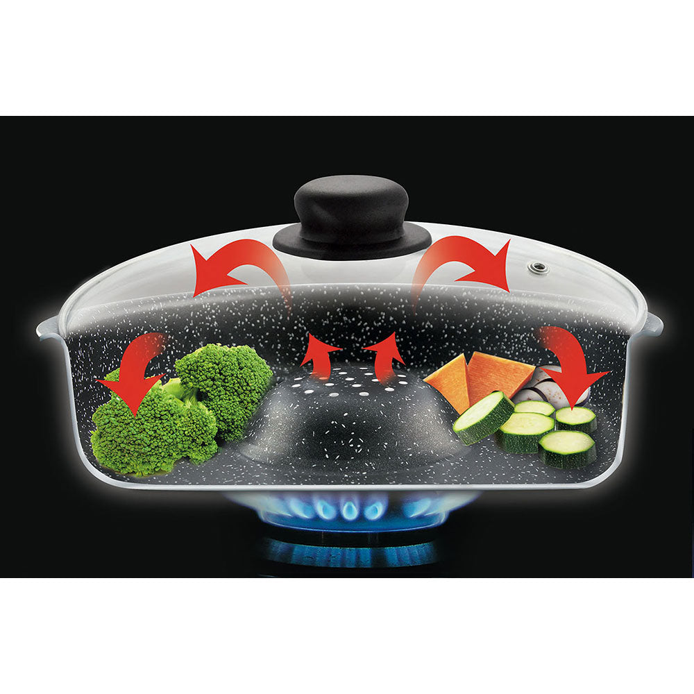 Padella Multiuso Multicooker 26 Cm Cottura Dietetica Ecostone Rivestimento In Pietra Silex Nero