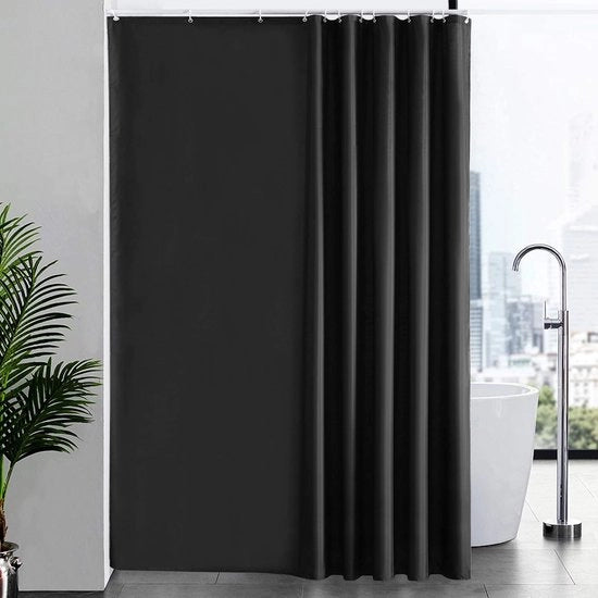 Schermo doccia anti muffa stoffa poliestere impermeabile tende doccia lavabile tessuto per vasca o bagno 12 ganci per tende doccia nero lunghezza extra 200x240cm.