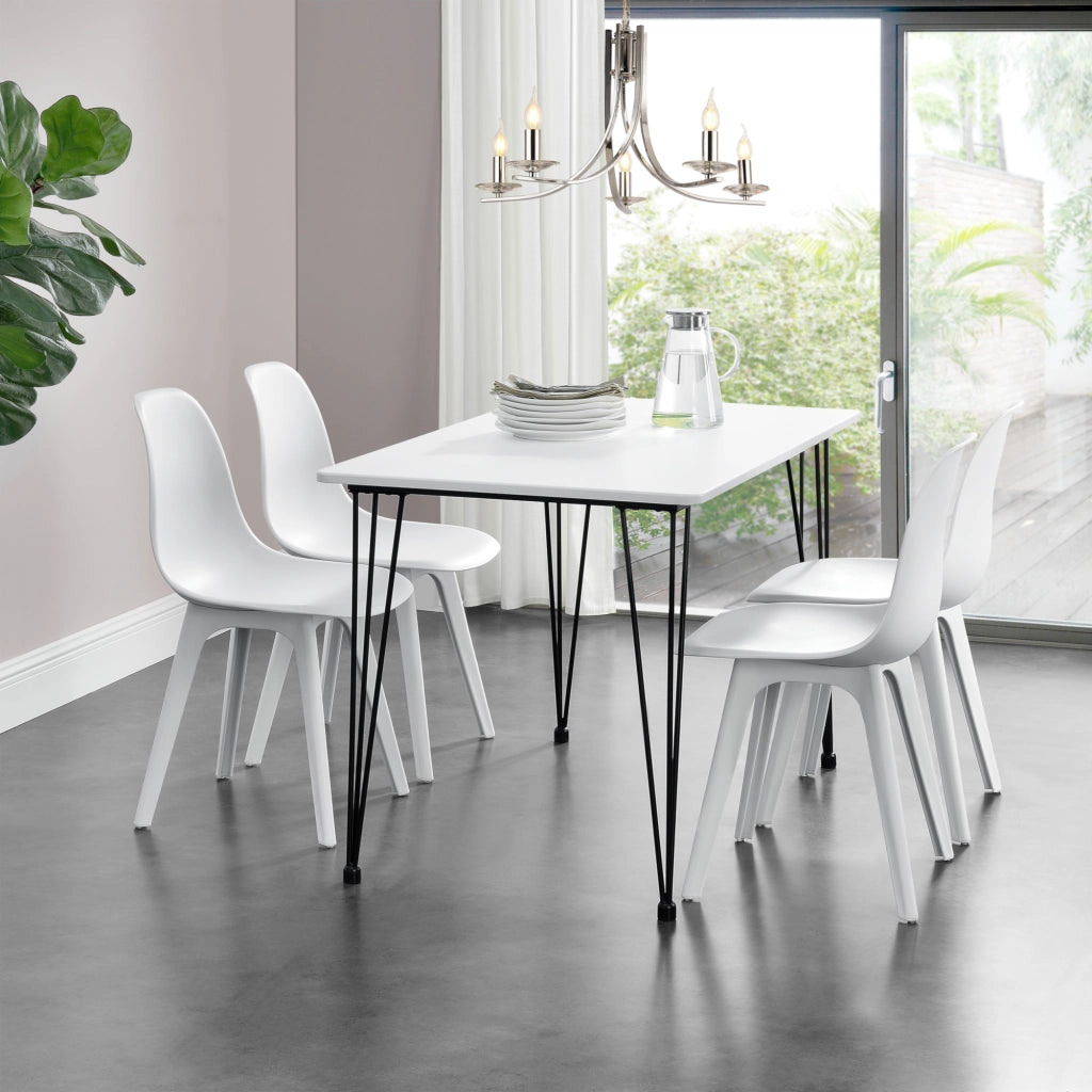 Tavolo da Pranzo Rettangolare Cantenbury con Gambe a Forcina 120x70 cm - Bianco [en.casa]