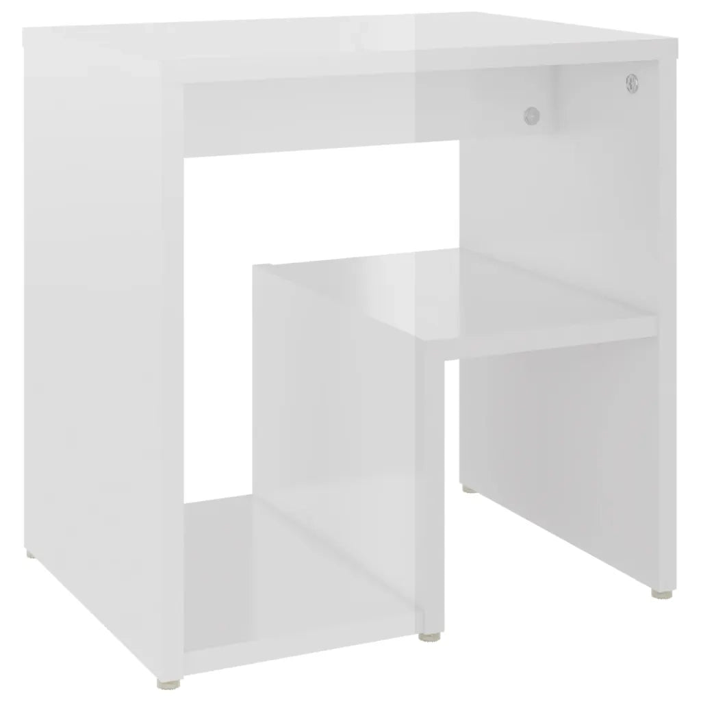 Comodino-Tavolino da notte Bianco Lucido 40x30x40 cm in Legno Multistrato