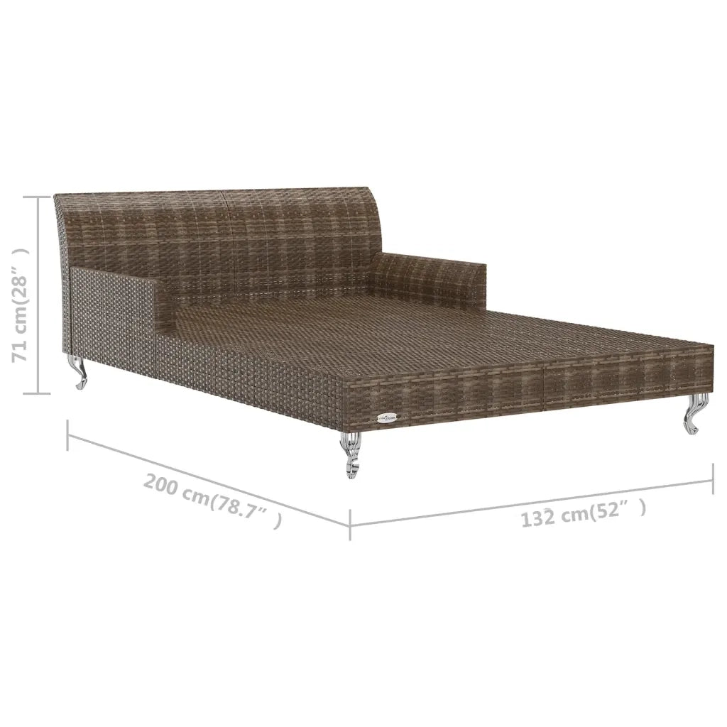 Lettino Prendisole per 2 Persone con Cuscini Polyrattan Marrone 48130