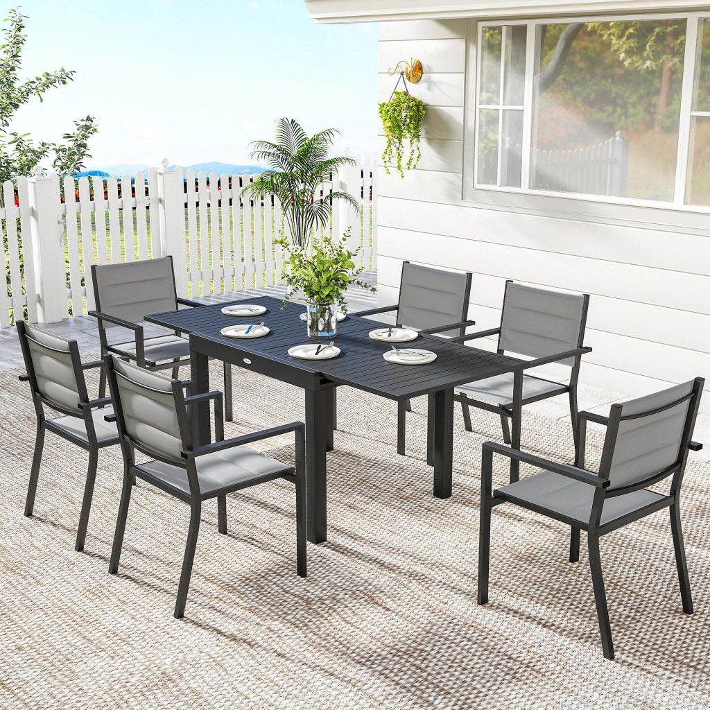 Tavolo da pranzo allungabile con sedie ¨C zephmum ¨C grigio 90x180x75 cm