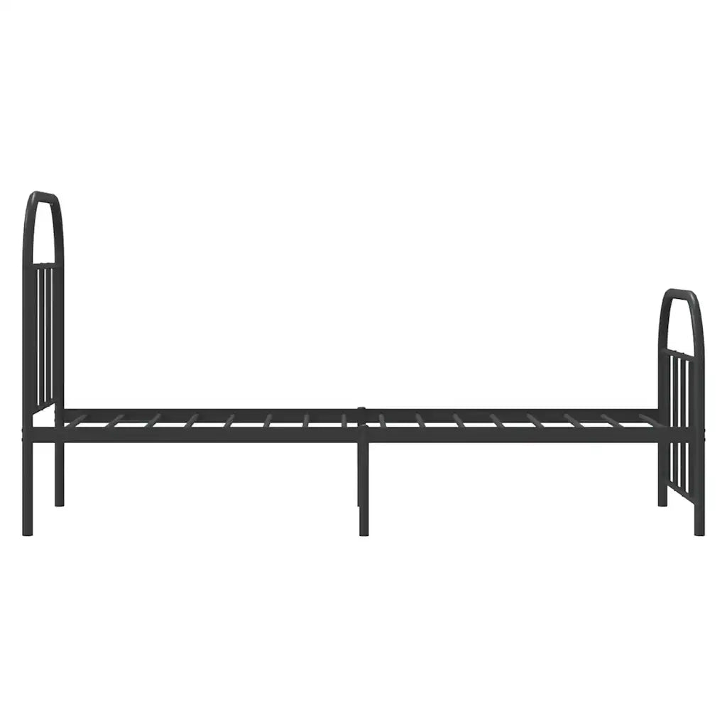 Letto singolo | Letto per adulti | Giroletto con Testiera e Pediera Metallo Nero 75x190 cm