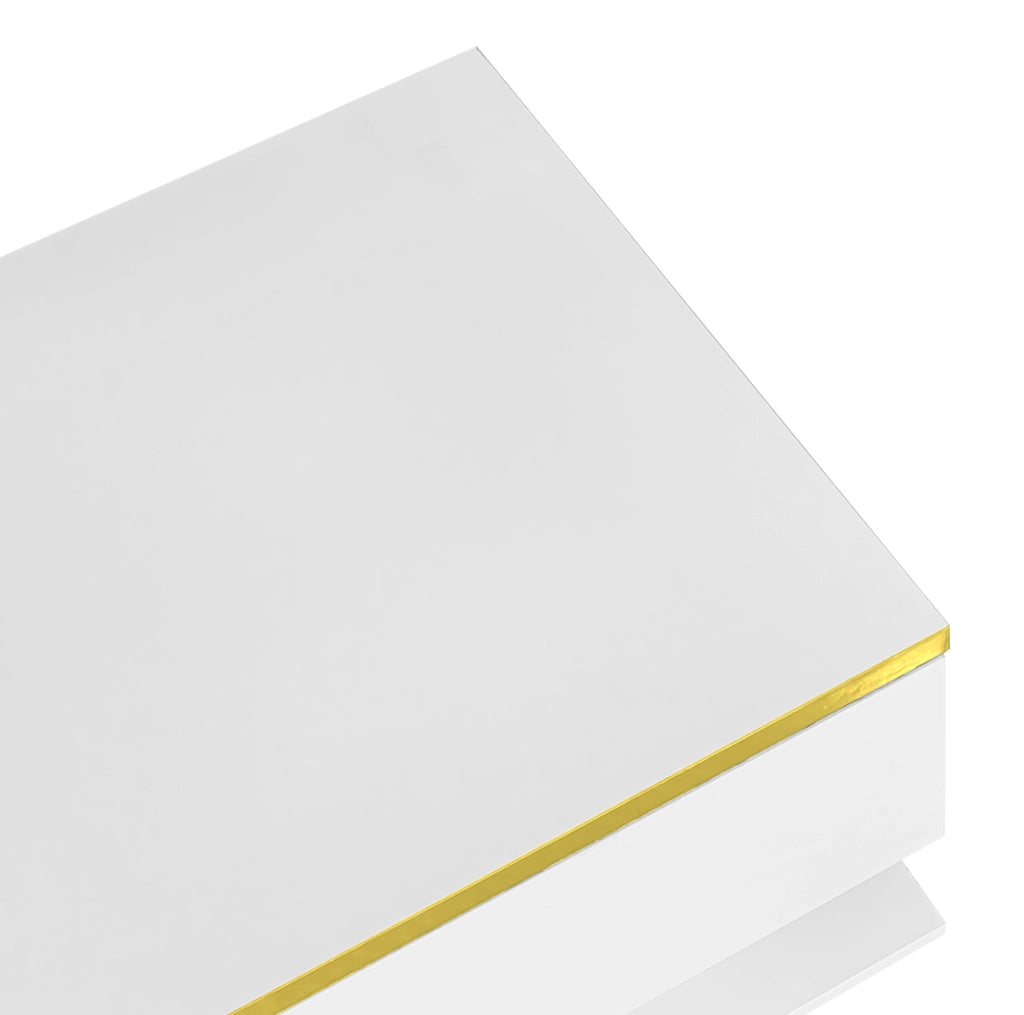 Tavolino da caffè 90x50 cm bianco lucido con vetro temperato e LED 16 colori