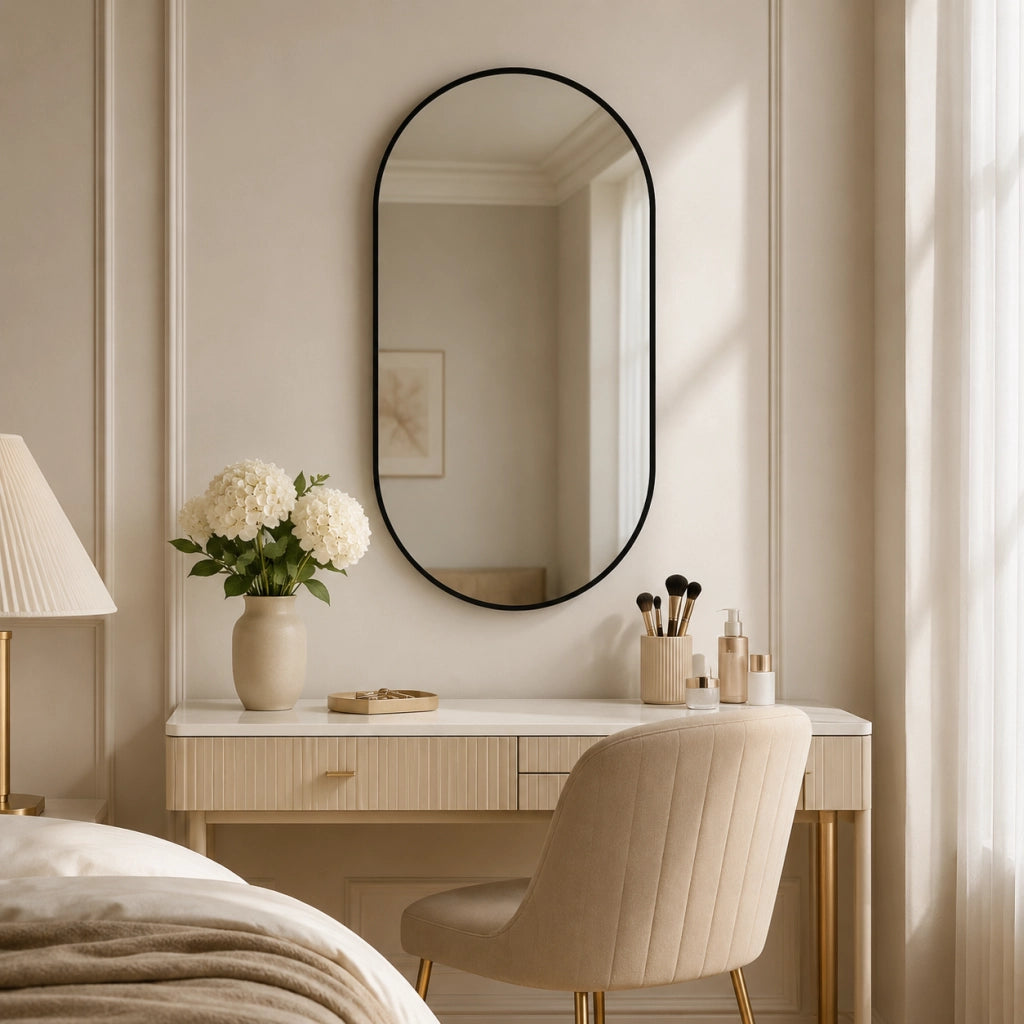 SPECCHIO BAGNO 50x80 cm in Vetro e Metallo Argento, sospensione orizzontale/verticale