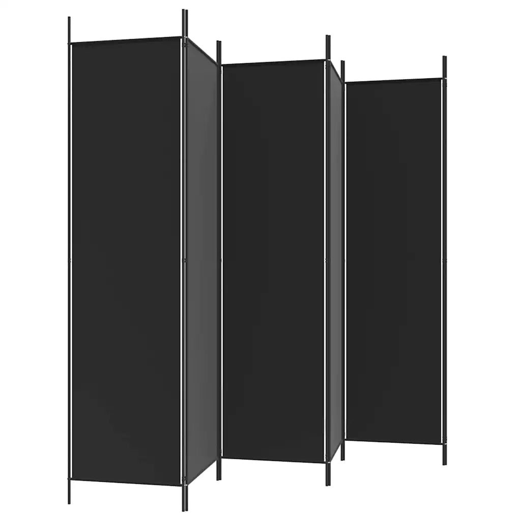 Divisorio a 6 Pannelli Nero 300x200 cm in Tessuto 350193