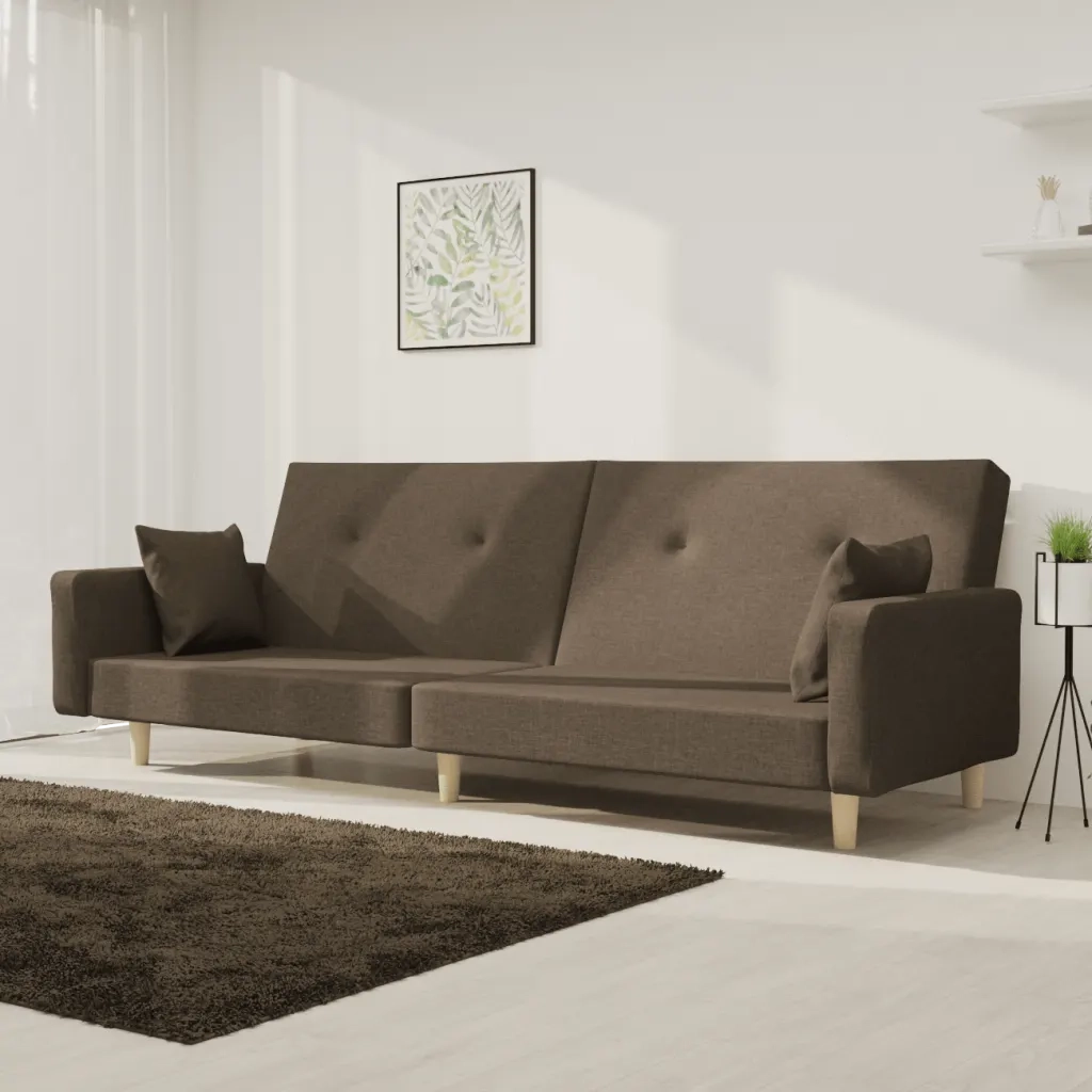 Divano Letto a 2 Posti con 2 Cuscini Tortora in Tessutocod mxl 87463