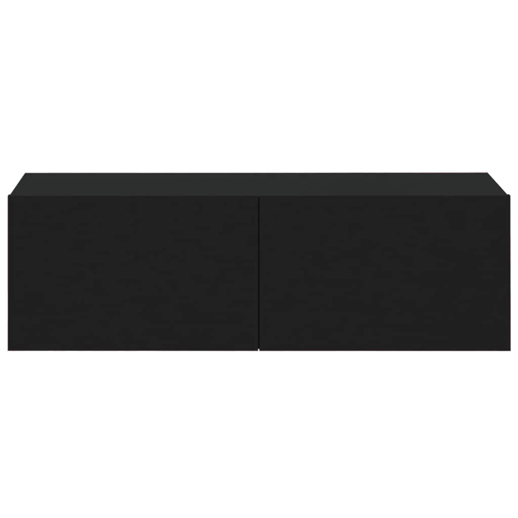 Mobili TV a parete scaffale per televisione multimediale credenza televisione sala da pranzo soggiorno camera da letto 2 pezzi 100 x 30 x 30 cm legno composito nero 02_0028899
