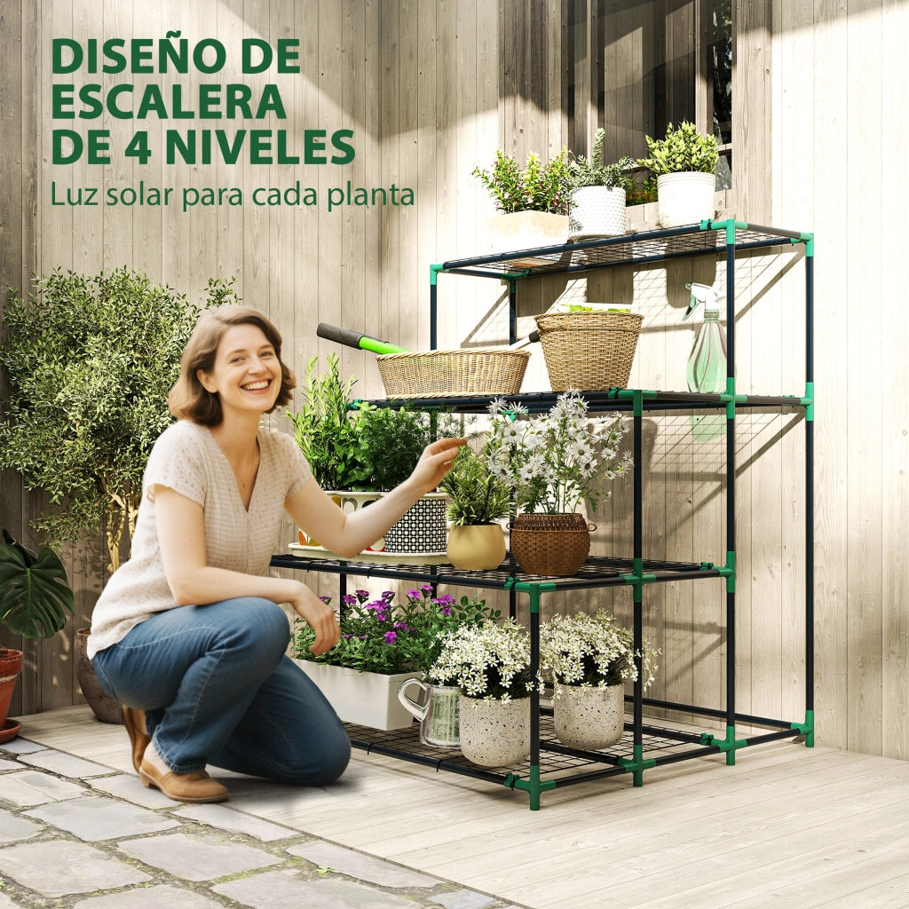 Soporte per Piante a Livelli 4 ¨C zephmum ¨C Verde Metallico 100x30x100