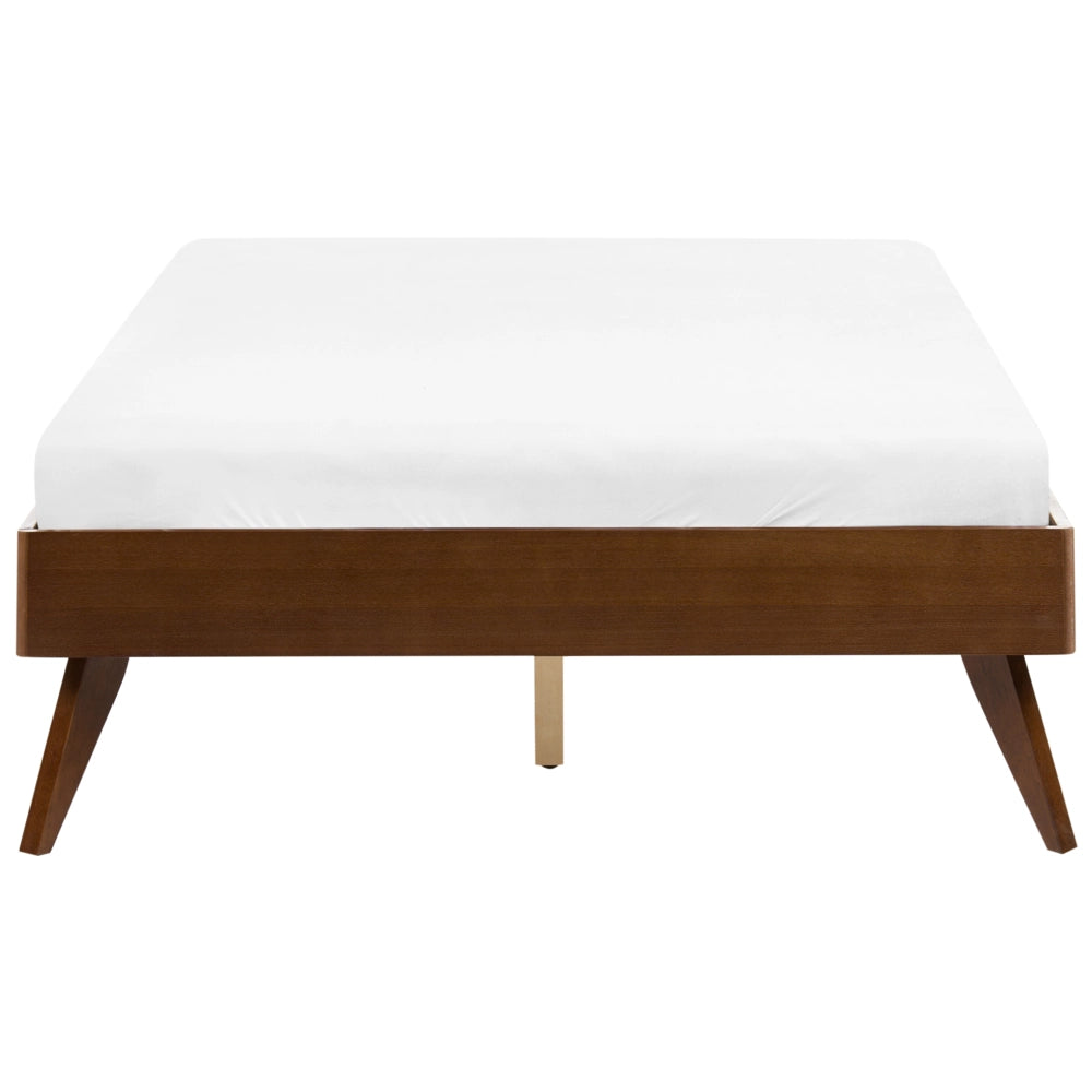 Letto matrimoniale in frassino scuro e MDF 120 x 200 cm Rete a doghe Stile minimalista scandinavo