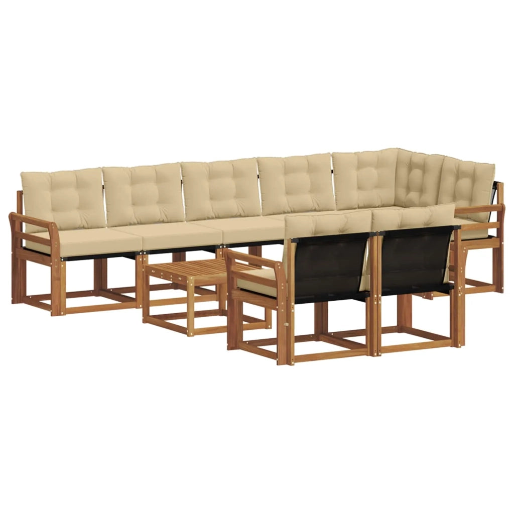 Set di divani da esterno con cuscino 9 pcs Naturale e Beige 3368812