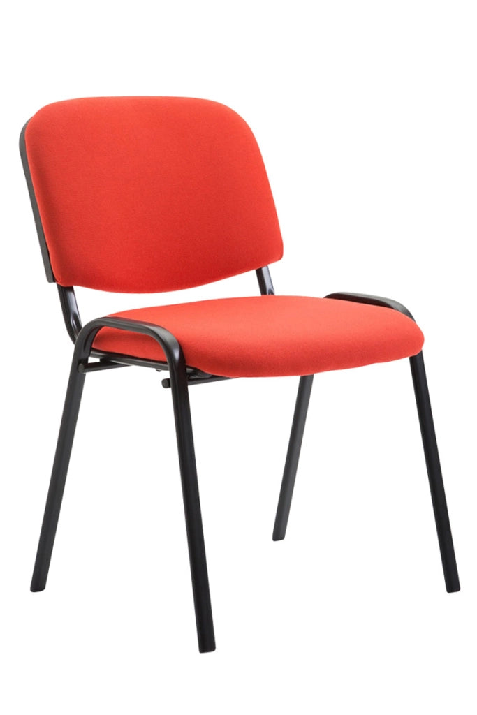 Set 4 Sedie Ufficio Visitatore Ken Imbottite In Tessuto rosso