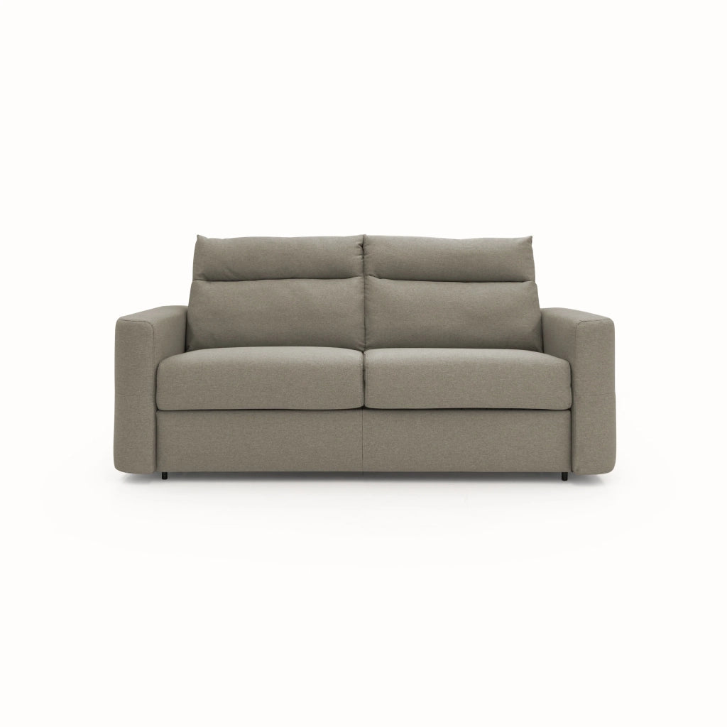 Cupido Divano letto con morbido schienale alto in tessuto impermeabile simil cotone T13 202 cm (mat. 140x197) tortora