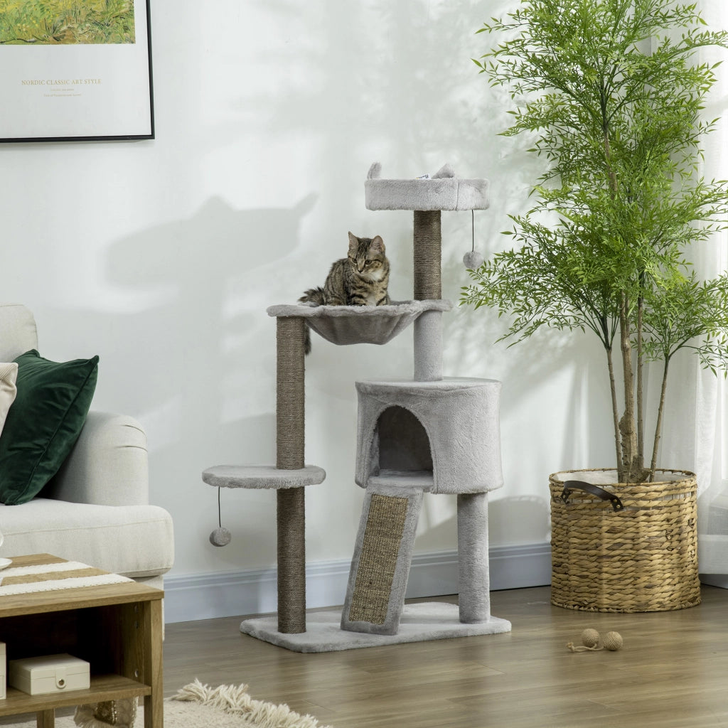 Letto per gatti con tiragraffi, cuccia e amaca ¨C zephmum ¨C 60x40x113 cm grigio chiaro