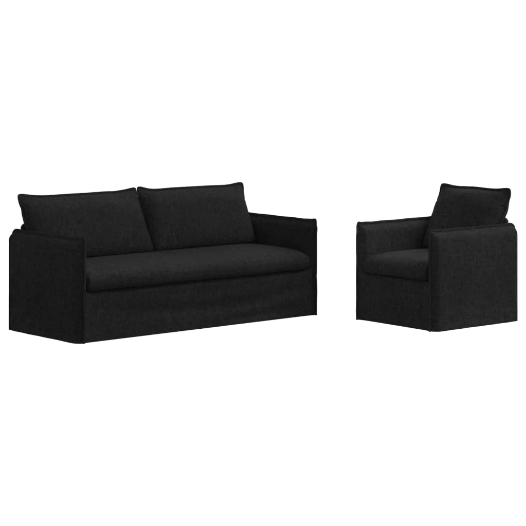 Set di divani 2 pcs Nero 196 x 82 x 85 cm Tessuto